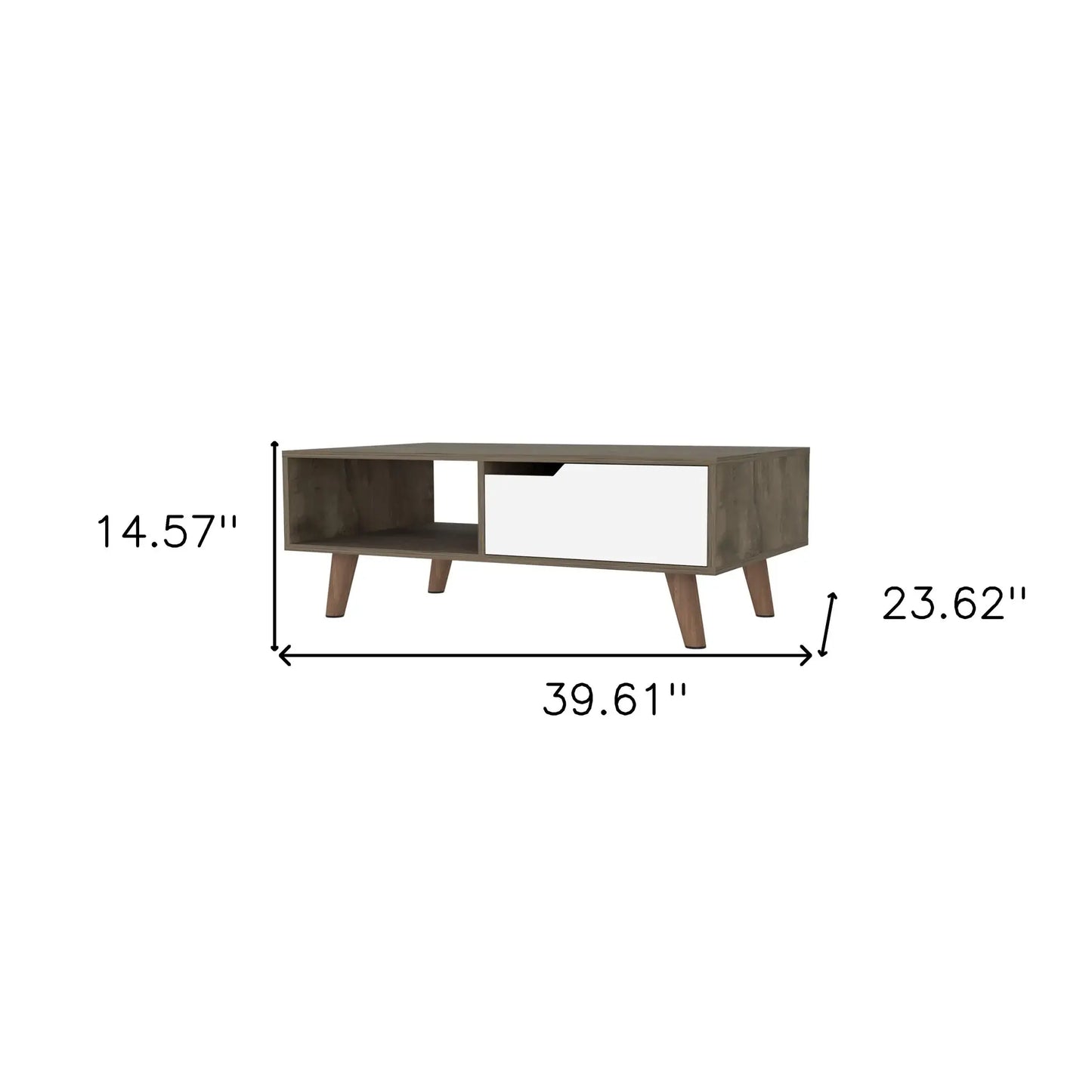 40" Natural And Dark Brown And White Wood Rectangular Coffee Table With Shelf - Homeroots - Flyclothing LLC