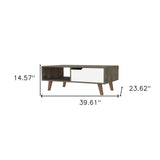 40" Natural And Dark Brown And White Wood Rectangular Coffee Table With Shelf - Homeroots - Flyclothing LLC