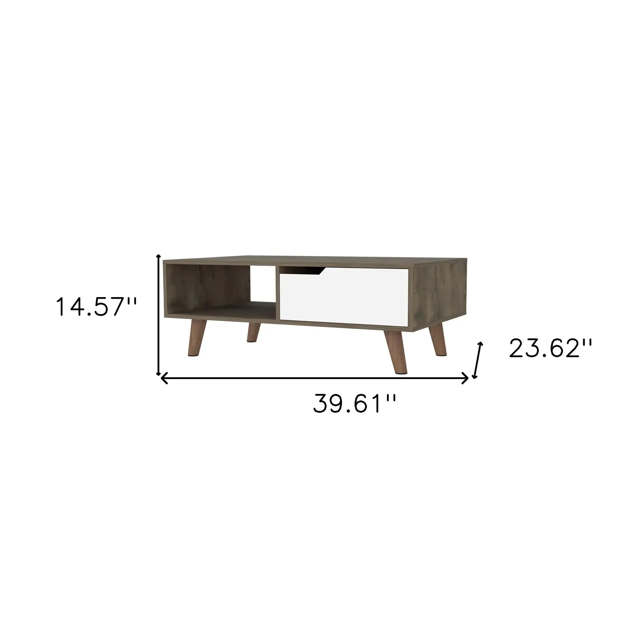 40" Natural And Dark Brown And White Wood Rectangular Coffee Table With Shelf - Homeroots - Flyclothing LLC