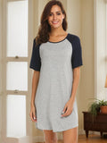 Round Neck Short Sleeve Contrast Lounge Dress - Trendsi