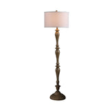 62" Rustic Taupe Cream Straight with Curves Floor Lamp With White Shade - Homeroots - Flyclothing LLC