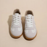 Lace Up Round Toe Flat Sneakers - Trendsi - Flyclothing LLC