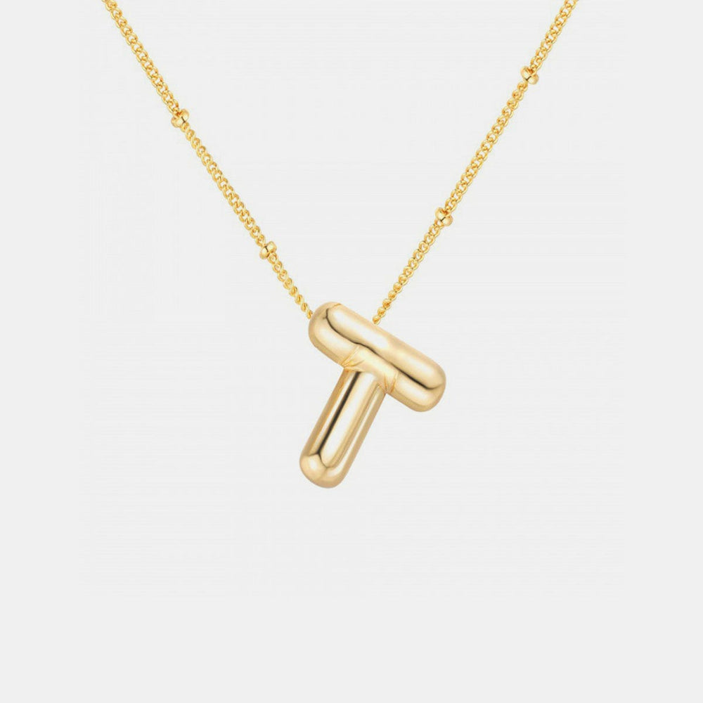 Gold-Plated Letter Pendant Necklace - Trendsi