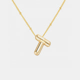 Gold-Plated Letter Pendant Necklace - Trendsi