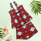 Baha Ranch Burgandy Aztec Tankini & Boy Shorts Swim Set - Baha Ranch Western Wear - Flyclothing LLC