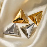 Stainless Steel 3D Triangle Earrings - Trendsi