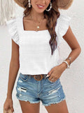 Ruffled Square Neck Cap Sleeve Blouse - Trendsi - Flyclothing LLC