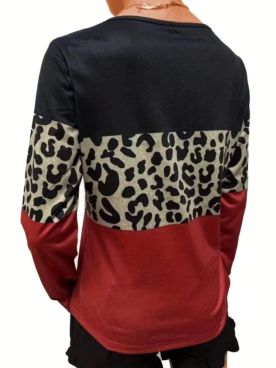 Crisscross Color Block Long Sleeve T-Shirt - Trendsi - Flyclothing LLC
