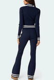 Zip Up Long Sleeve Top and Pants Set - Trendsi