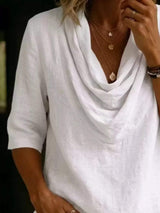 Full Size Cowl Neck 3/4 Sleeve Top Plus Size - Trendsi - Flyclothing LLC