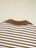 Stripe Collared Top and Drawstring Pant Set - Trendsi - Flyclothing LLC