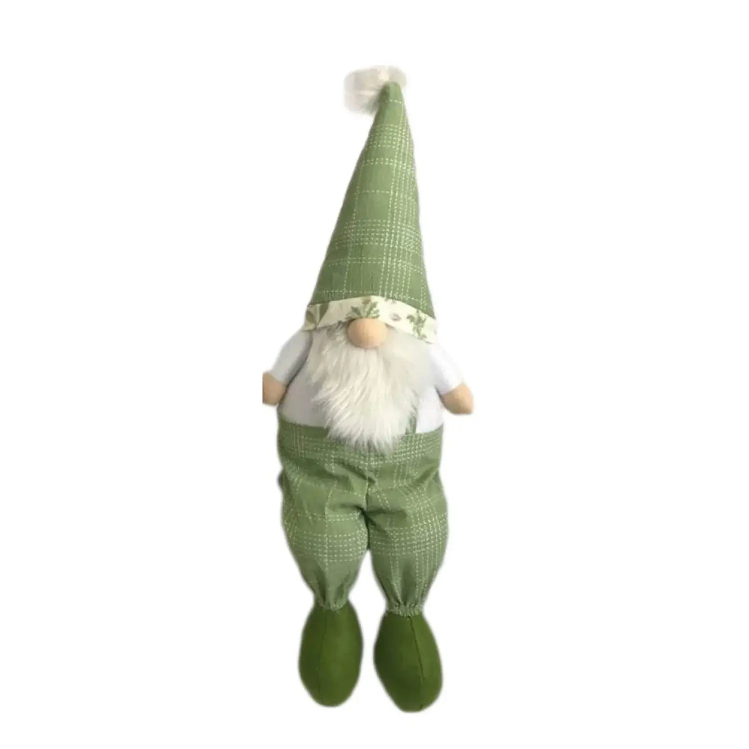 30" Green and White Fabric Sitting Gnome - Homeroots - Flyclothing LLC