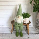 30" Green and White Fabric Sitting Gnome - Homeroots - Flyclothing LLC