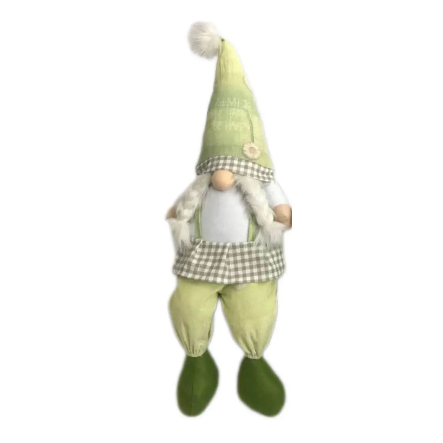30" Green and White Fabric Sitting Gnome - Homeroots - Flyclothing LLC