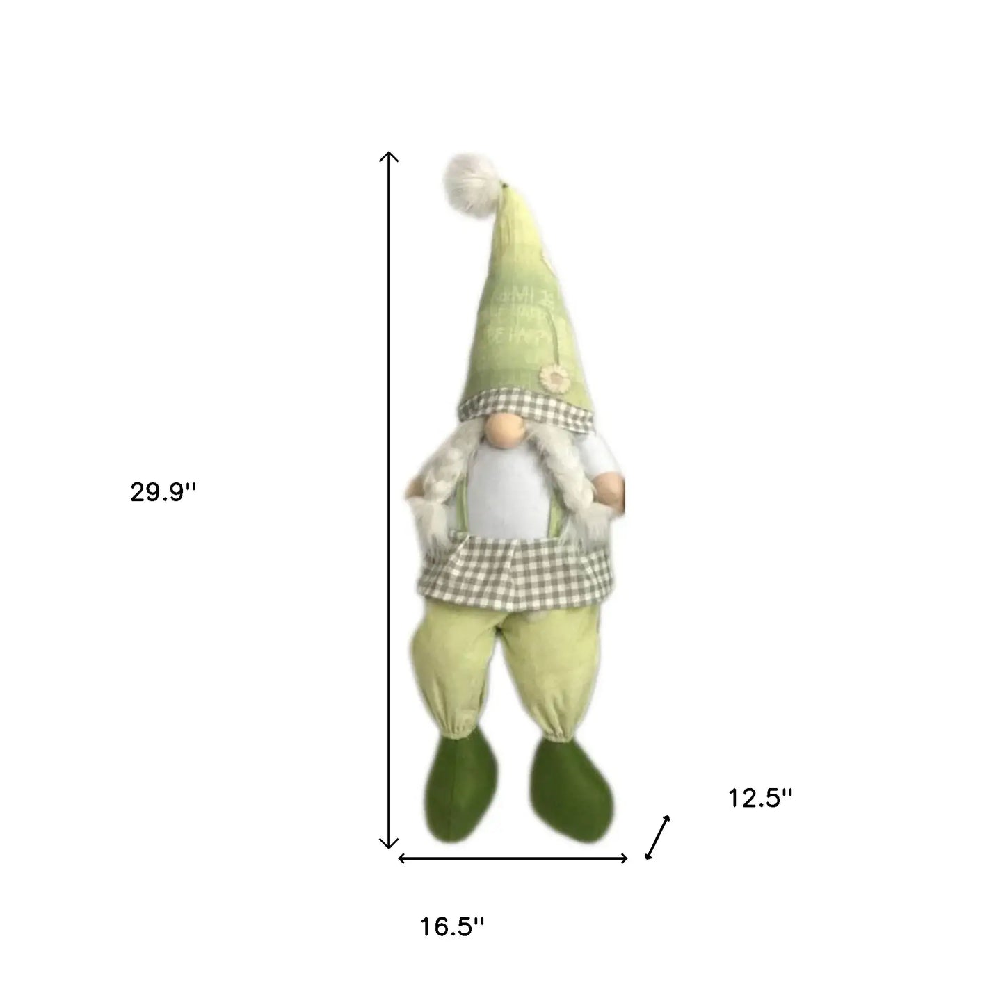 30" Green and White Fabric Sitting Gnome - Homeroots - Flyclothing LLC