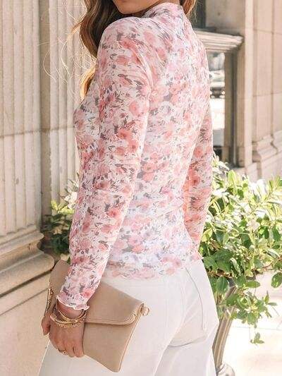 Lovelet Mock Neck Long Sleeve Top - Trendsi - Flyclothing LLC