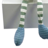 32" Blue and White Fabric Christmas Sitting Gnome Tabletop Sculpture
