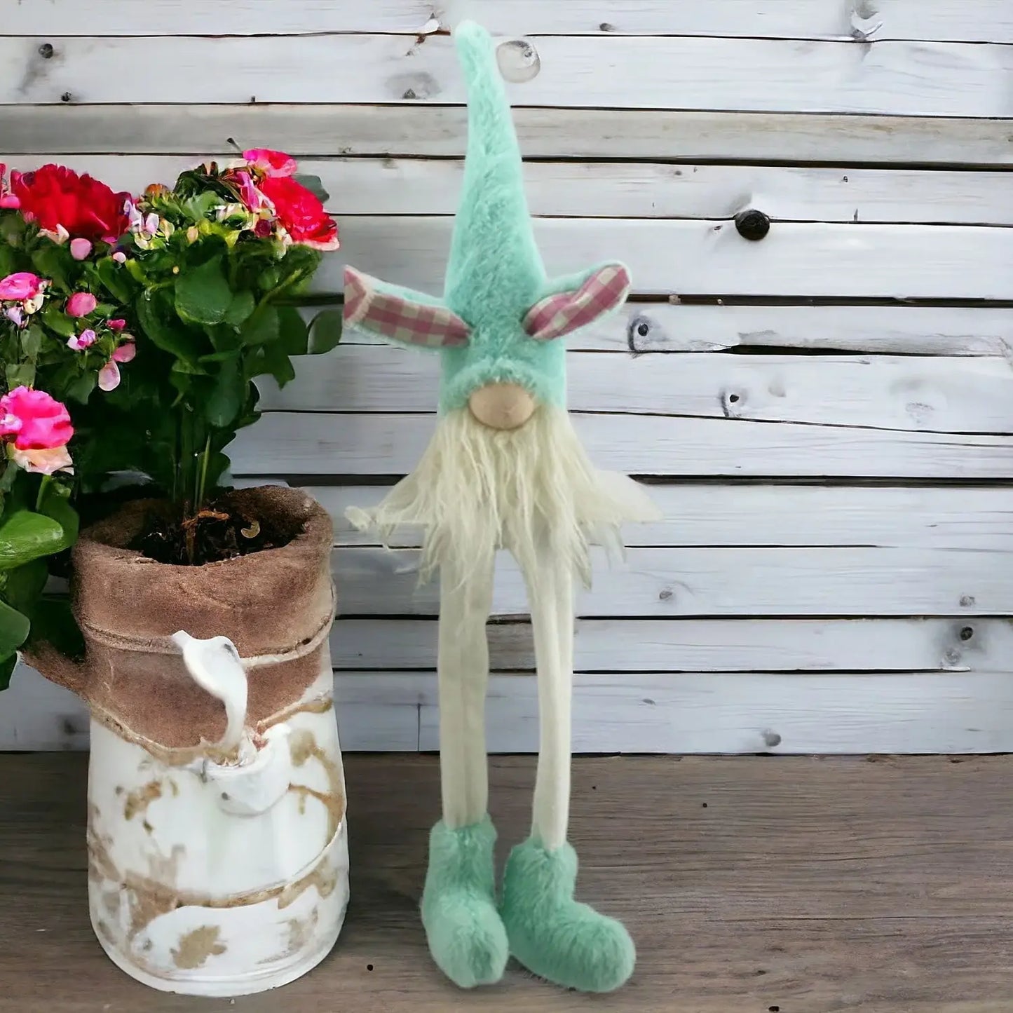 23" Blue and White Fabric Easter Bunny Gnome - Homeroots - Flyclothing LLC