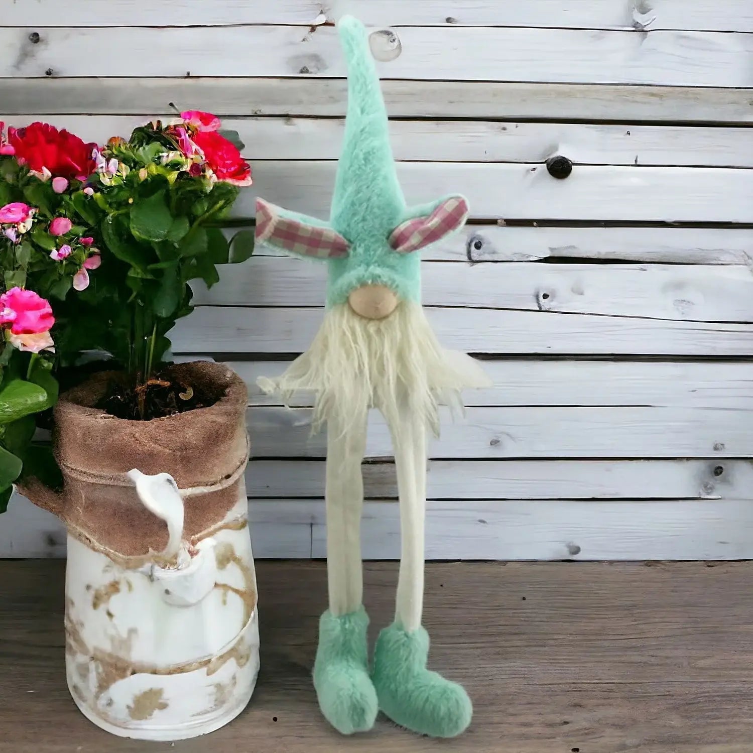 23" Blue and White Fabric Easter Bunny Gnome - Homeroots - Flyclothing LLC