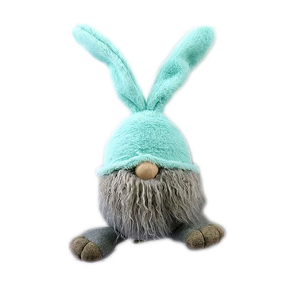 19" Blue and Gray Fabric Bunny Ears Standing Gnome - Homeroots