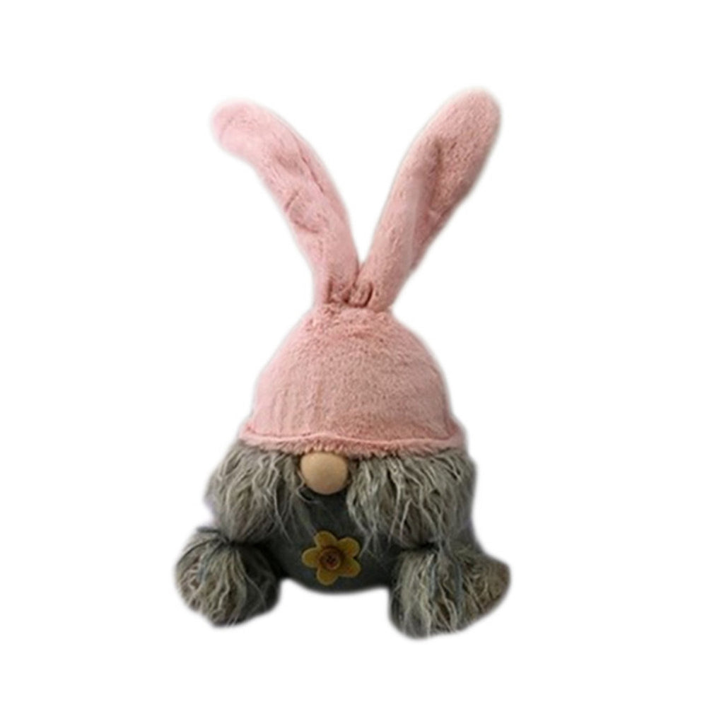 19" Gray and Pink Fabric Bunny Ears Standing Gnome - Homeroots - Flyclothing LLC