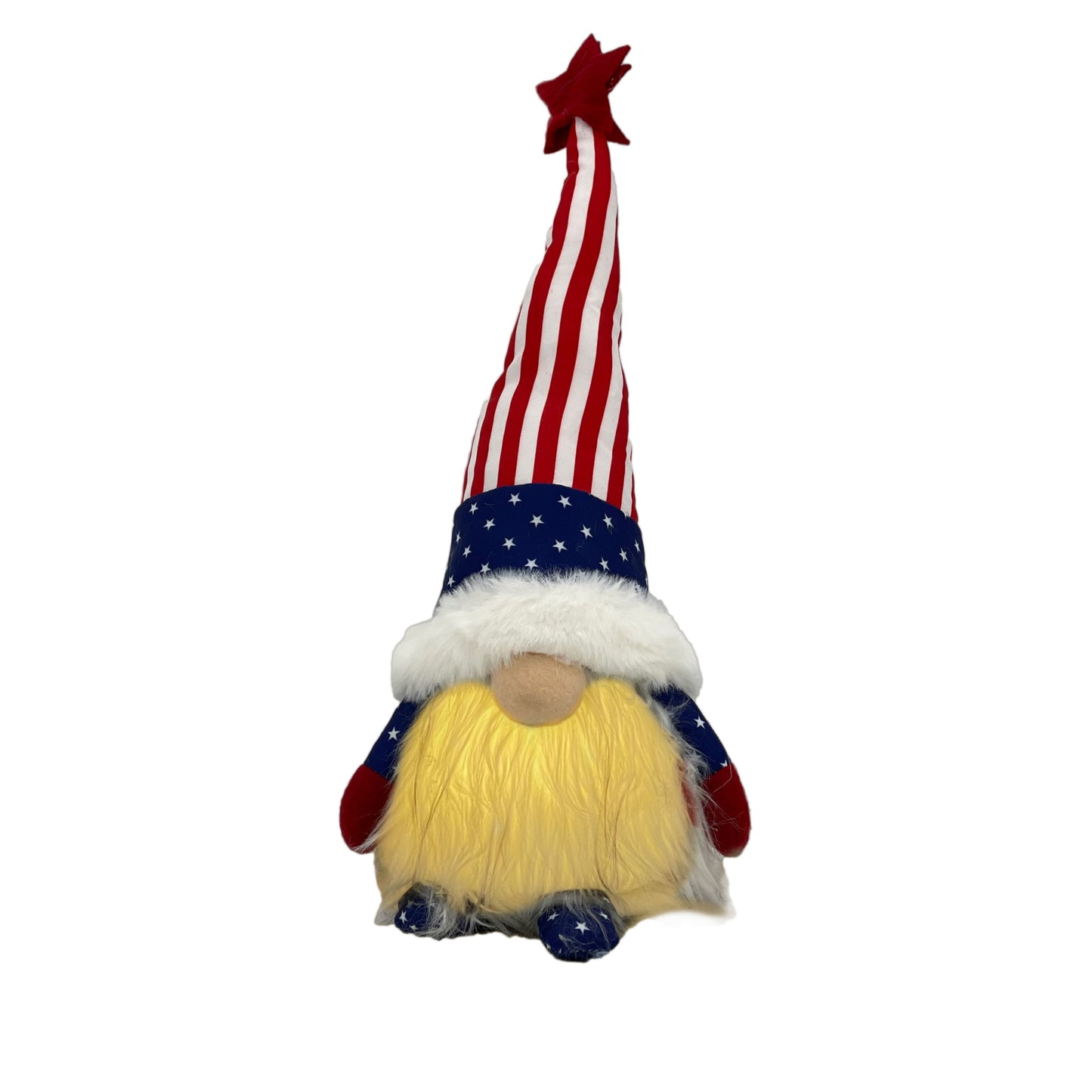 14" Red White and Blue Fabric Standing Gnome Tabletop Sculpture With LED - Homeroots - Flyclothing LLC