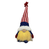 14" Red White and Blue Fabric Standing Gnome Tabletop Sculpture With LED