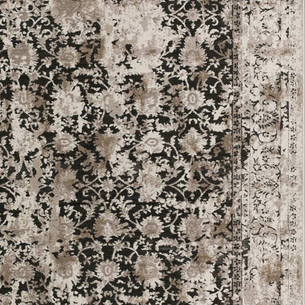8' X 10' Black Oriental Area Rug With Fringe - Homeroots - Flyclothing LLC