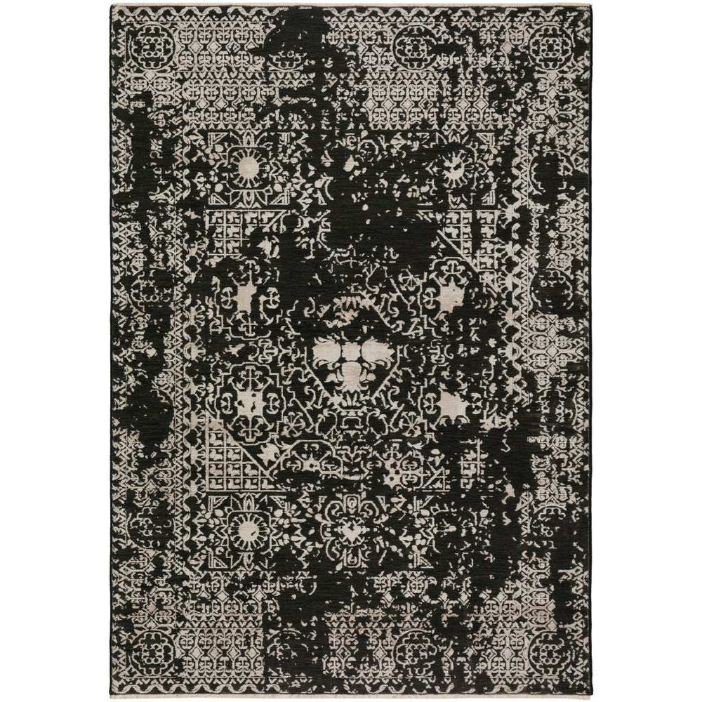 8' X 10' Black Oriental Area Rug With Fringe - Homeroots - Flyclothing LLC