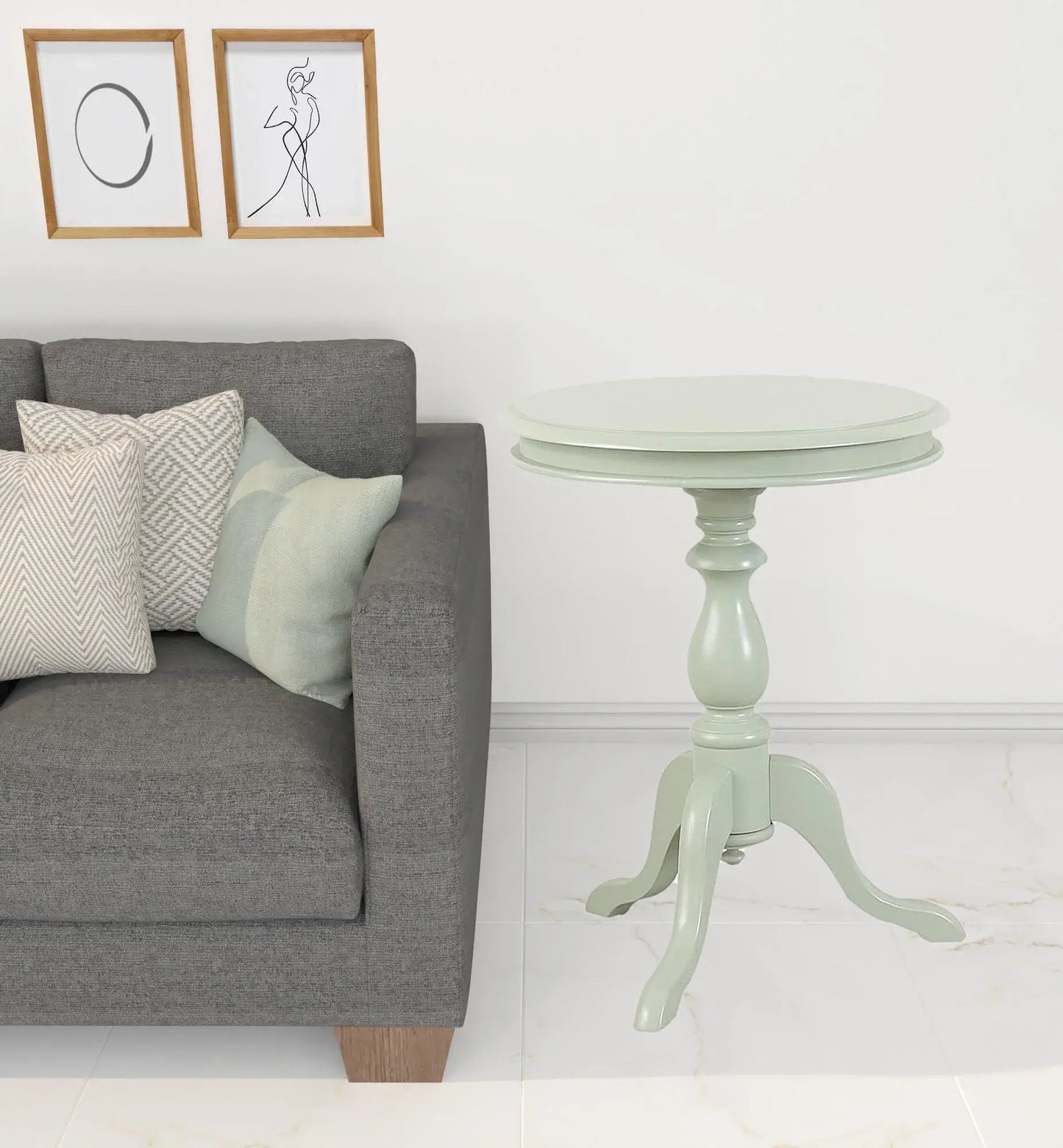 25" Antique Ivory Manufactured Wood Round End Table - Homeroots - Flyclothing LLC