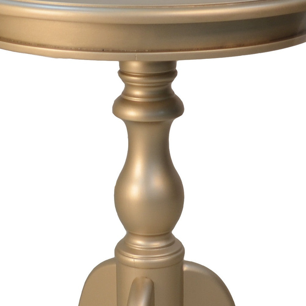 25" Champagne Wood Round End Table - Homeroots - Flyclothing LLC