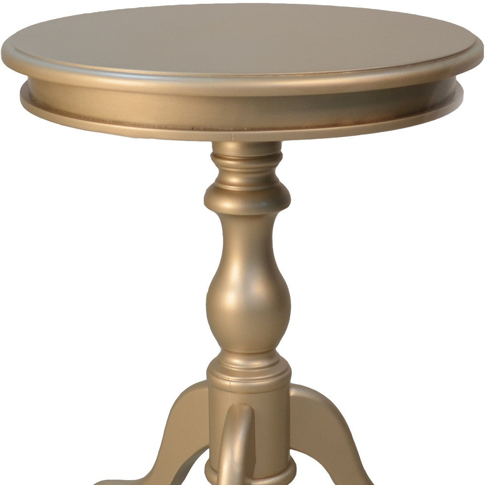 25" Champagne Wood Round End Table - Homeroots - Flyclothing LLC