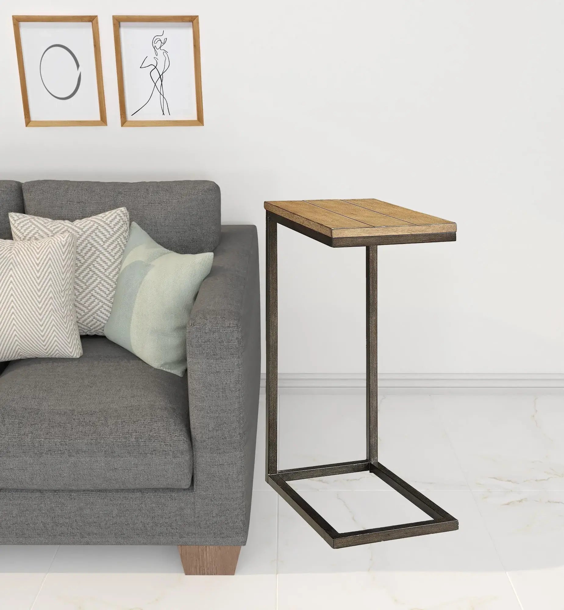 25" Black And Oak Solid Wood Rectangular End Table - Homeroots - Flyclothing LLC