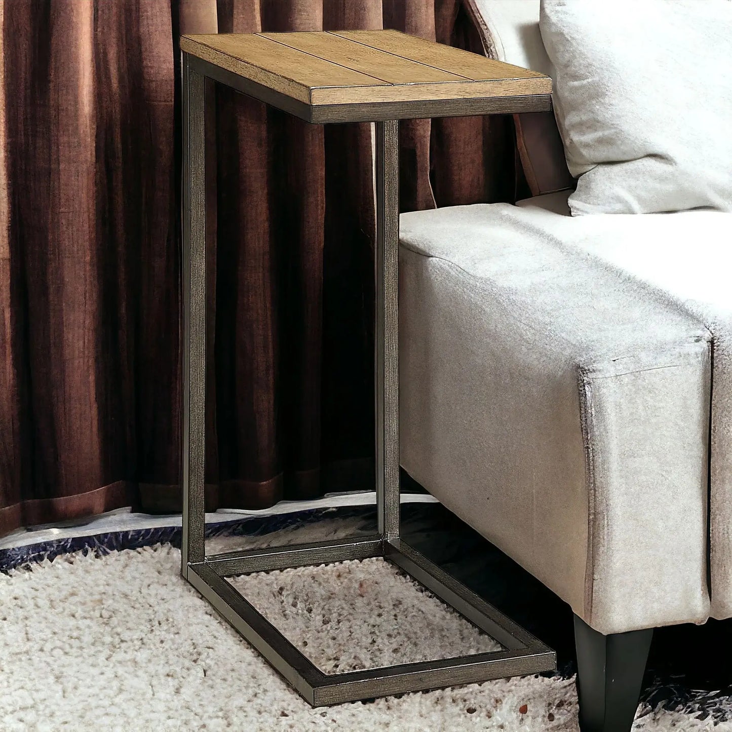 25" Black And Oak Solid Wood Rectangular End Table - Homeroots - Flyclothing LLC