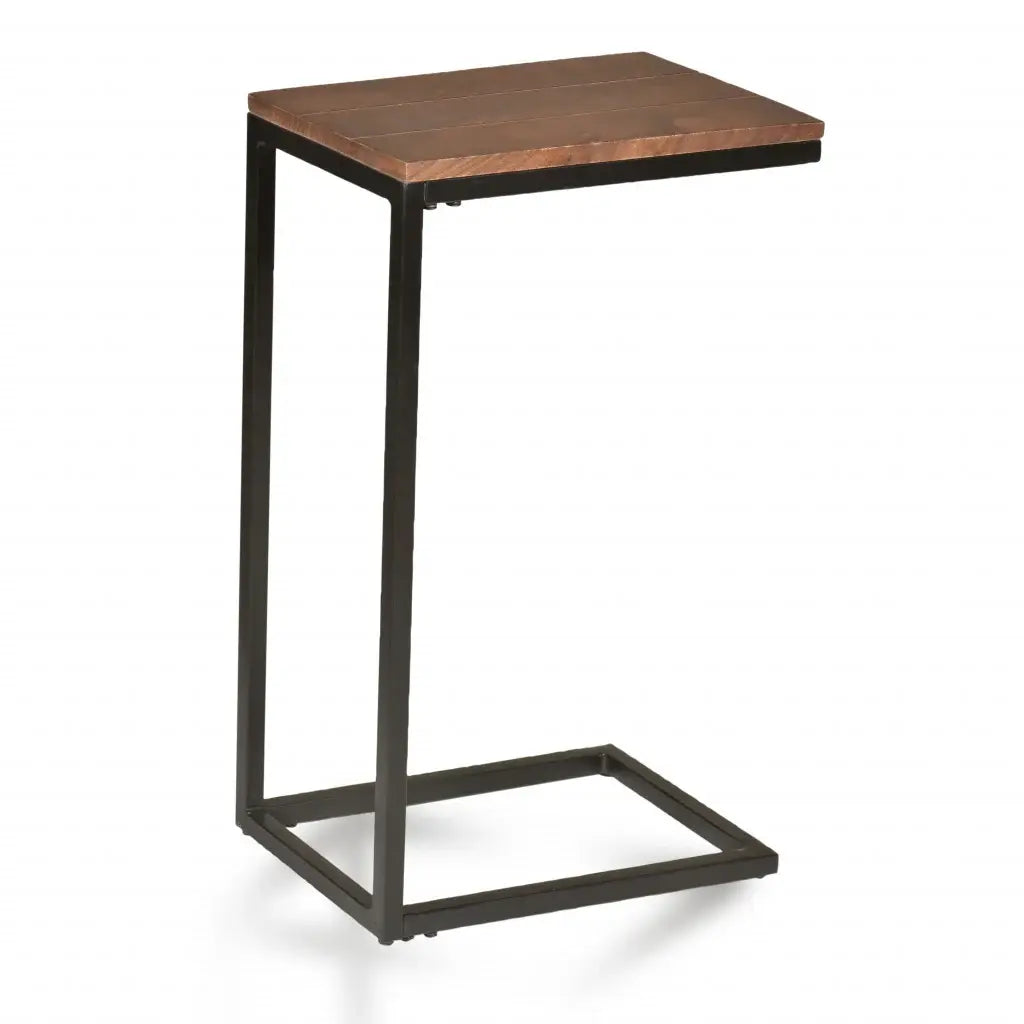 25" Black And Chestnut Solid Wood Rectangular End Table - Homeroots - Flyclothing LLC