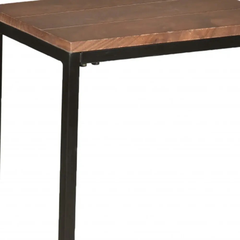 25" Black And Chestnut Solid Wood Rectangular End Table - Homeroots - Flyclothing LLC