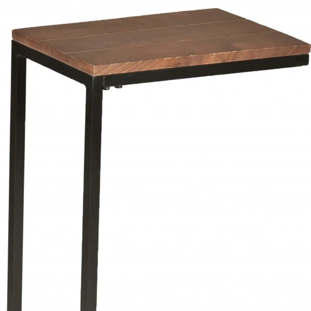 25" Black And Chestnut Solid Wood Rectangular End Table - Homeroots - Flyclothing LLC