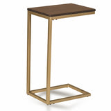 25" Gold And Elm Solid Wood Rectangular End Table - Homeroots - Flyclothing LLC