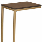 25" Gold And Elm Solid Wood Rectangular End Table - Homeroots - Flyclothing LLC
