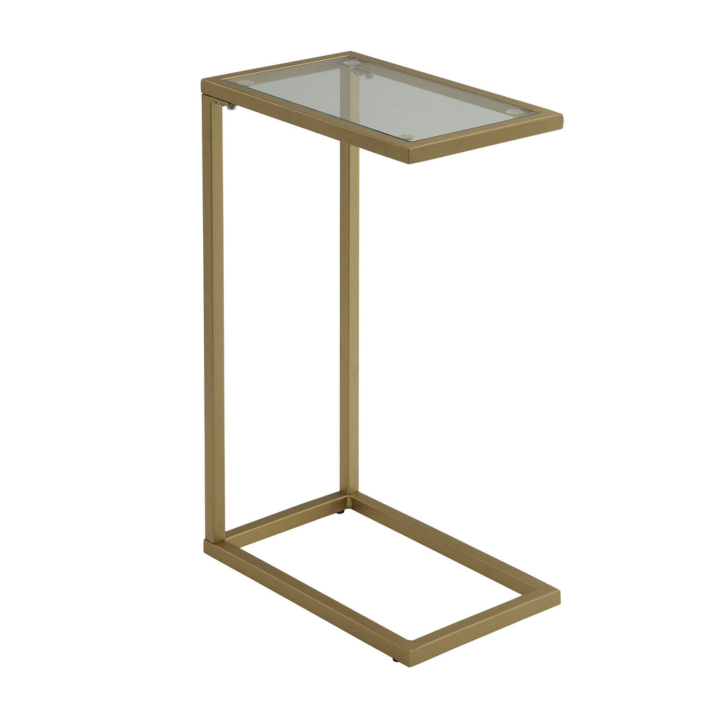 26" Gold And Clear Glass Rectangular End Table - Homeroots - Flyclothing LLC