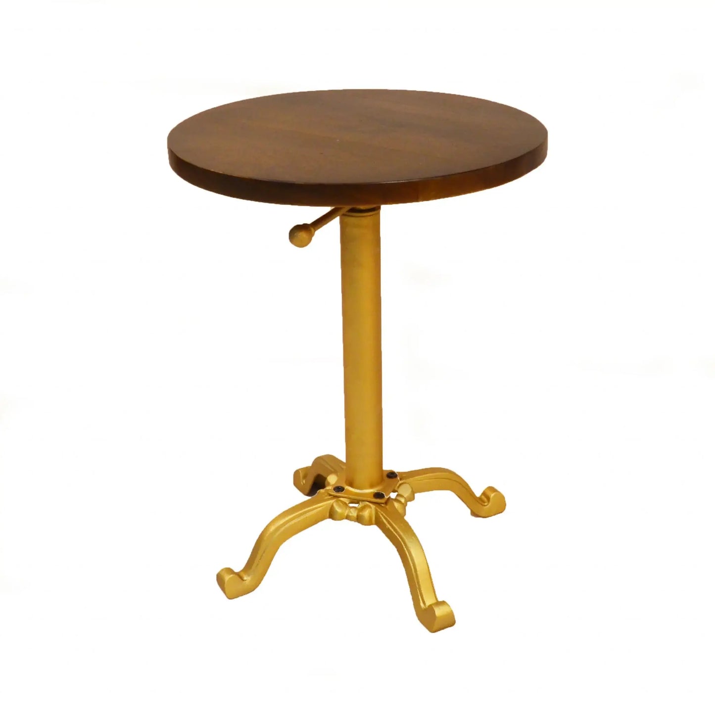 22" Gold And Elm Solid Wood Round End Table - Homeroots - Flyclothing LLC