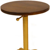 22" Gold And Elm Solid Wood Round End Table - Homeroots - Flyclothing LLC