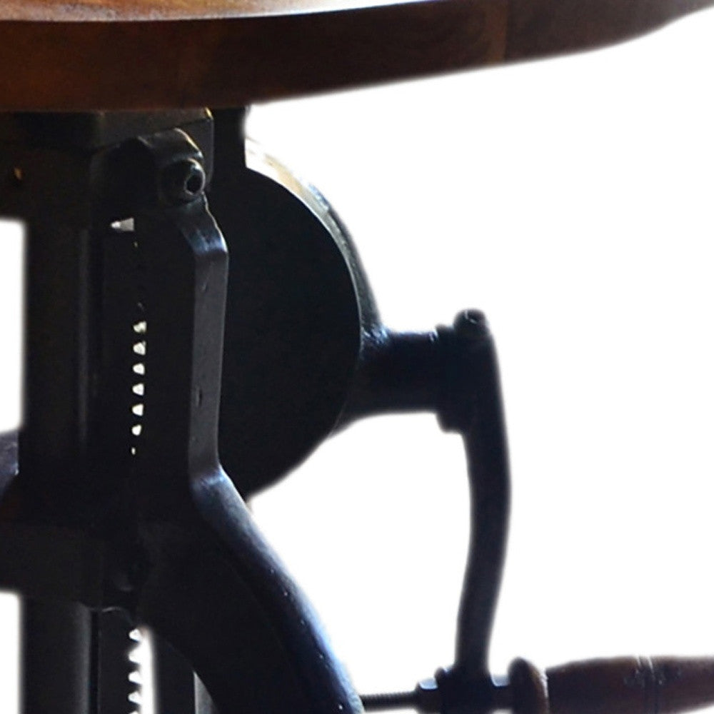 19" Black And Chestnut Solid Wood And Iron Height Adjustable Round End Table - Homeroots - Flyclothing LLC