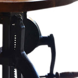 19" Black And Chestnut Solid Wood And Iron Height Adjustable Round End Table - Homeroots - Flyclothing LLC