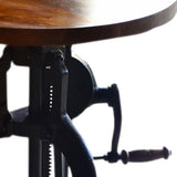 19" Black And Chestnut Solid Wood And Iron Height Adjustable Round End Table - Homeroots - Flyclothing LLC