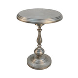 24" Antique Nickle Metal Round End Table - Homeroots - Flyclothing LLC