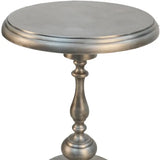 24" Antique Nickle Metal Round End Table - Homeroots - Flyclothing LLC