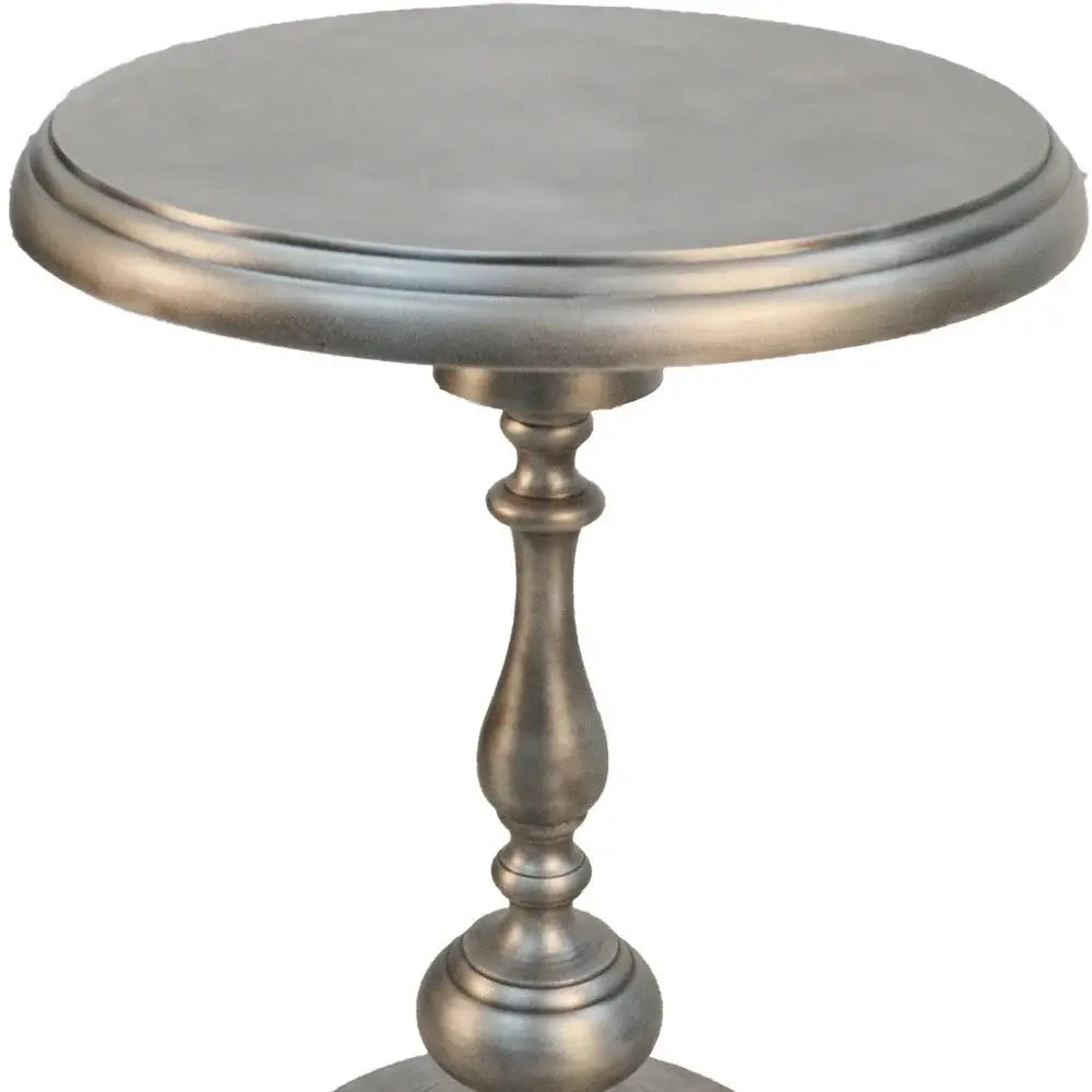 24" Antique Nickle Metal Round End Table - Homeroots - Flyclothing LLC