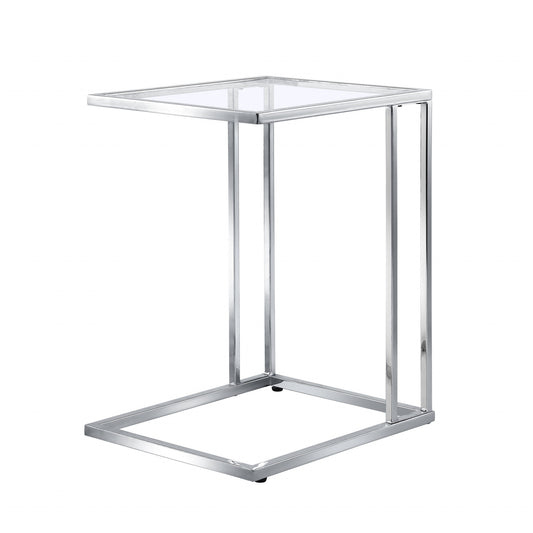 25" Chrome And Clear Glass Square End Table - Homeroots