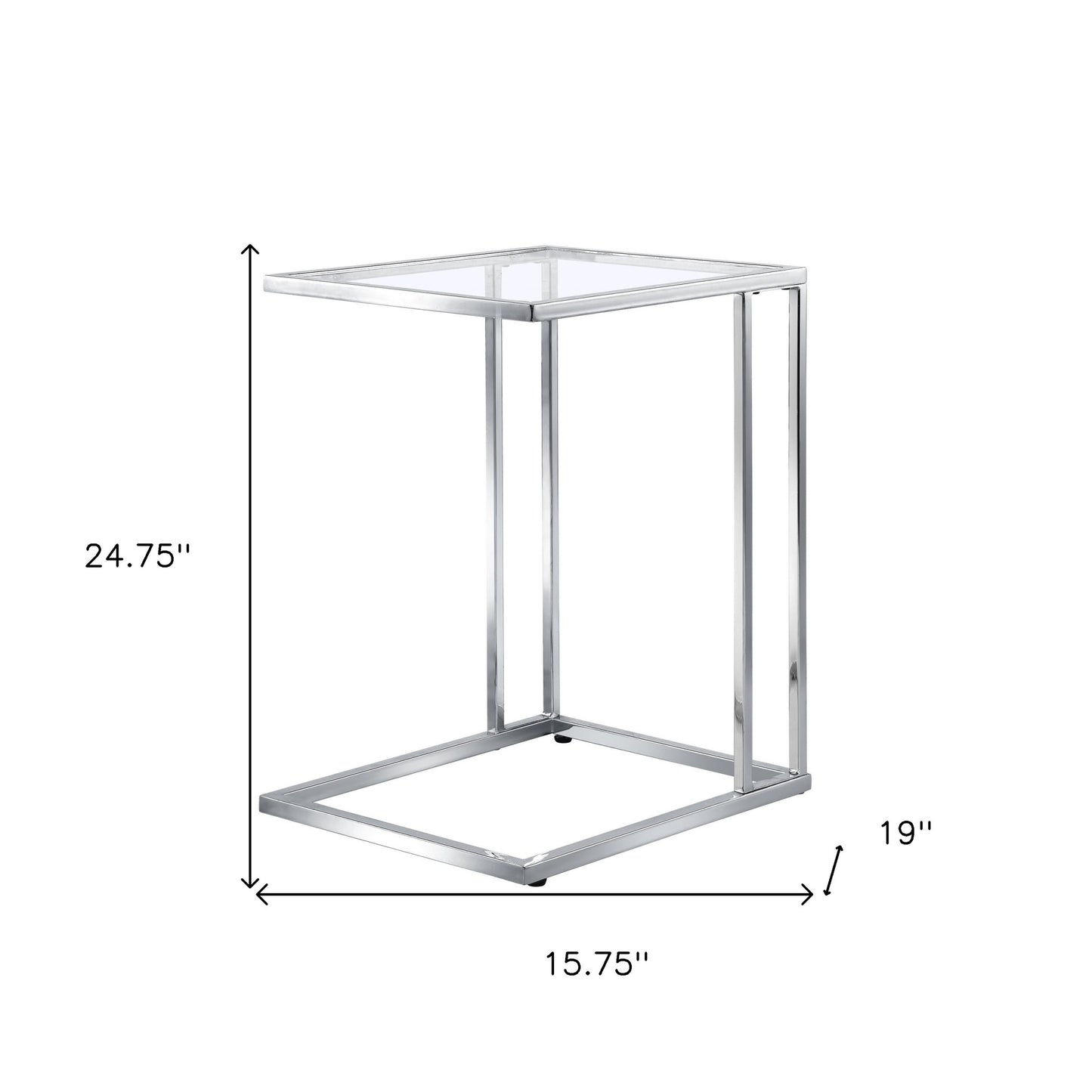 25" Chrome And Clear Glass Square End Table - Homeroots - Flyclothing LLC